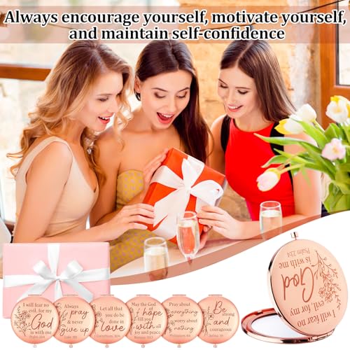 GlikCeil 12 Pcs Christian Pocket Mirrors with Bible Verses - Compact Makeup & Gift Set