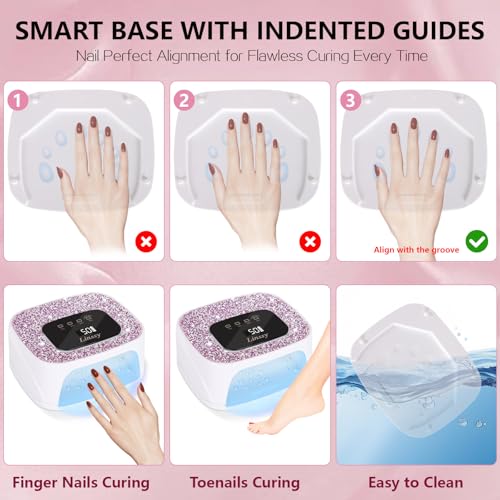 Rechargeable UV/LED Nail Lamp with Auto Sensor, Portable Cordless Gel Nail Dryer Light 4 Timings & Diamond LCD Screen, UV Light for Gel Nails at Home Salon (White)