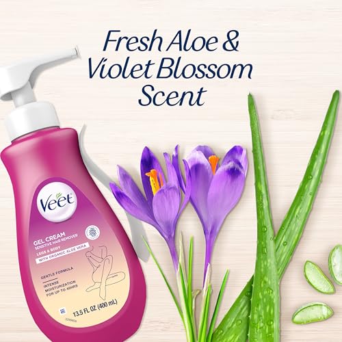 Hair Remover, Veet Gel Hair Removal Cream Sensitive, 13.5 Ounce, Sensitive formula with Aloe Vera and Vitamin E (pack of 1)