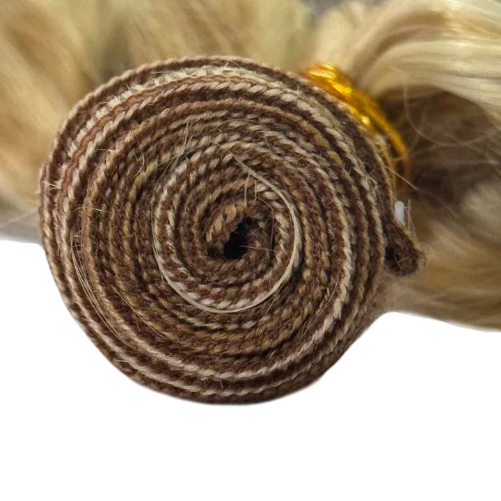 Poirewsa P27/613-L Blonde Human Hair Bundle 14 Inch Deep Wave Highlight