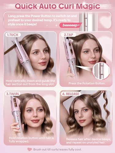 SHEGLAM Automatic Curling Iron Pink 0.75 Inch - Hair Styling Tool