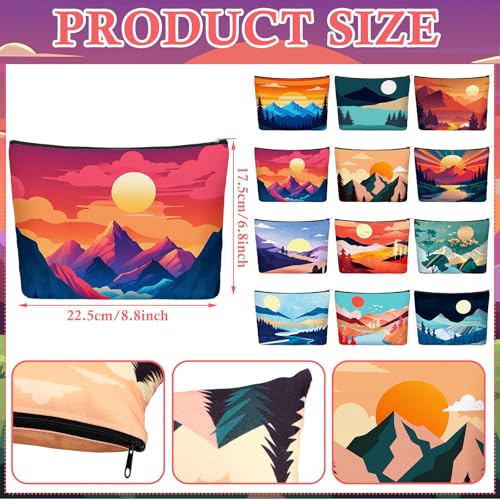 36 Pcs Mountain Makeup Bags Set - Waterproof Travel Cosmetic Organizer with Zipper - Colorado Mountain Gifts