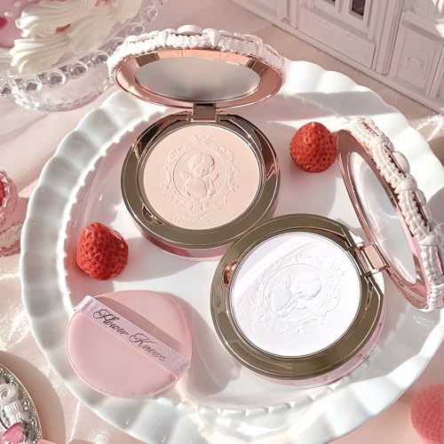 Pressed Face Powder Ivory Beige with Mirror & Puff - Vegan, 0.34oz - Flower Knows - Variation 02