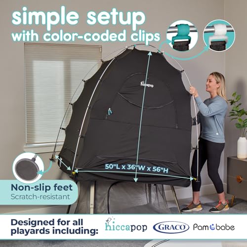 Hiccapop Blackout Tent for Pack and Play - Graphite Black, Blocks 99% Light