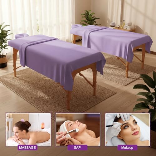 Oudain 2-Piece Microfiber Massage Table Sheets Set - Purple
