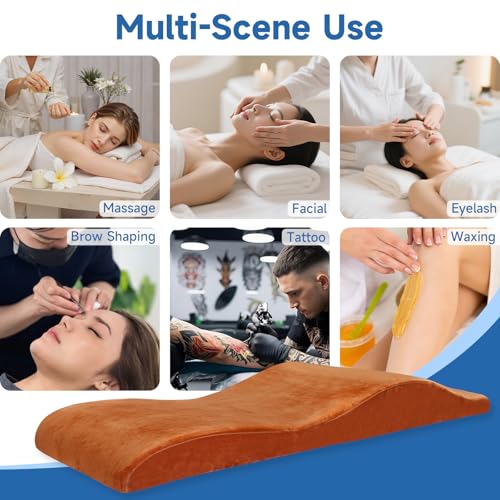 JEINPING Coffee Curved Massage Bed Topper 70in Non-Slip Foam Lash Table Pad