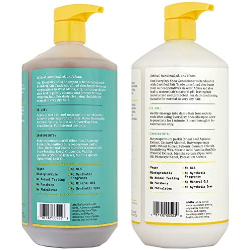 Alaffia Vanilla Mint Shea & Coconut Oil Shampoo & Conditioner Set - 64 Fl Oz