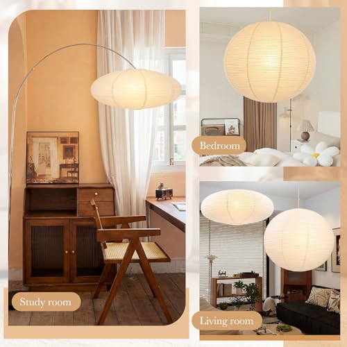 Large 30 Inch Hanging Paper Lanterns Set - Round & Oval White Lanterns with 20ft Cord & Hooks for Home Decor