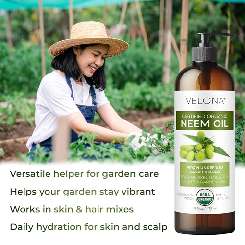 Velona USDA Organic Neem Oil - 64oz Cold Pressed Virgin Unrefined Organic Neem Oil