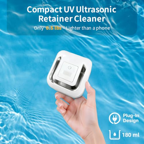 Ultrasonic Retainer & Denture Cleaner 42kHz Portable Dental & Jewelry Cleaning Device
