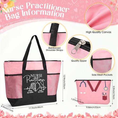 Sieral 5 Pcs Nurse Gifts Bulk for Women NP Gifts Tumbler Tote Makeup Bag Badge Clipboard for Coworker Nurse Practitioners