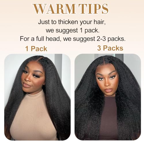 KS #1B Natural Black 14 Inch Kinky Straight Clip-In Hair Extensions 8pcs 110g