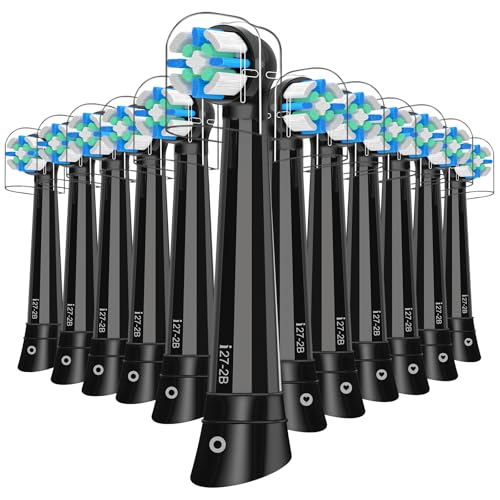 JSMIOROSE Black 12 Pack Replacement Toothbrush Heads for Oral B IO Series Electric Toothbrushes
