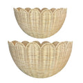 Bohemian Wall Basket Set - Hand Woven Hanging Wicker Storage Decor - 2 Sizes
