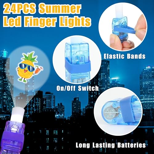 72 PCS Summer Party Favors ? 48 PCS Luminous Tattoos & 24 PCS LED Finger Lights Combo ? Birthday Goodie Bag Fillers, Party Supplies, Gifts Light Up Toys Glow In The Dark for Boys and Girls