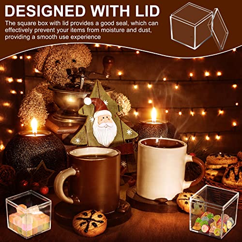 150 Pcs Clear Acrylic Box with Lid Square Mini Gift Containers – 5.5x5.5x5.5 cm, Tuanse