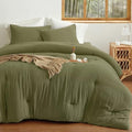 King Size Olive Green Cooling Muslin Comforter Set - Ultra-Soft Breathable Bedding