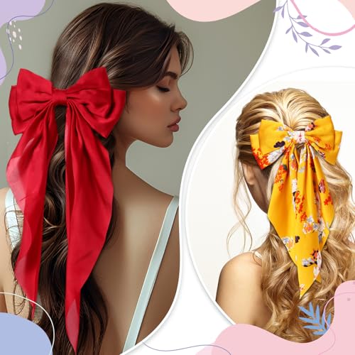Large Satin Hair Bows for Women - Plaid Style, 25 Pack