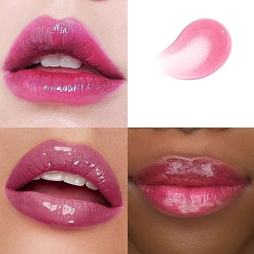 Color Changing Lip Gloss PH Tinted Lip Oil, Green to Pink, Color Change Effect, Shine Finish, Mood Lip Oil Gloss Balm, Long Lasting Moisturizing Lip Glow Oil for Dry Lips (01)