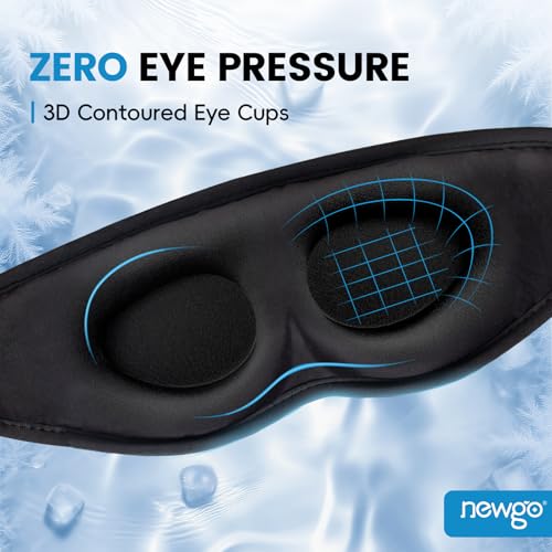 NEWGO 3D Cooling Sleep Mask, Weighted Cooling Gel Eye Mask for Sleeping, Cold Eye Mask, Hot Cold Therapy Blackout Sleep Mask for Puffiness, Dark Circles, Dry Eyes, Headaches and Stress Relief