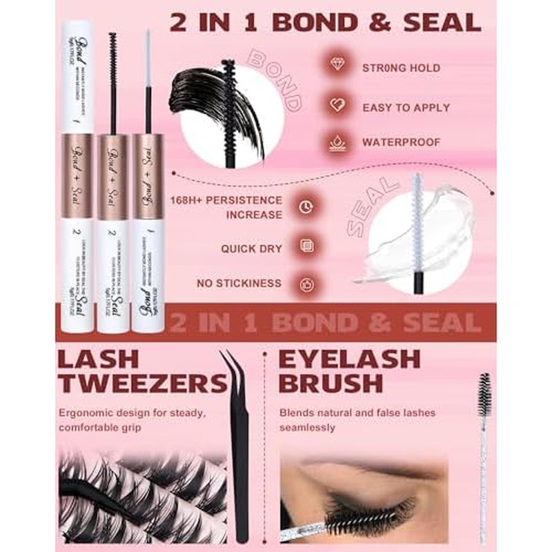 Geeneiya Manga Lash Clusters Kit, 11-19mm Fox Eye Lash Extension Kit, C Curl Left & Right Cat Eye Lashes, DIY Cluster Eyelash Extension Kit with Lash Bond and Seal Lash Tweezers for Beginners