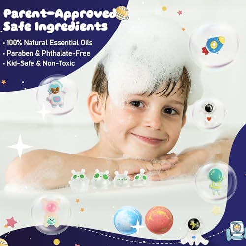 Kids Space Bath Bombs with Glow-in-The-Dark Alien Toys - 20 Pack