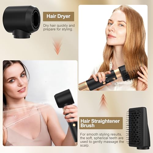 6-in-1 Hot Air Hair Styler Brush with 950W Curling, Straightening & Volumizing