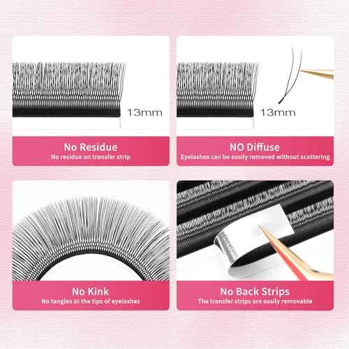 Double Tips U Shape Eyelash Extension 0.07 D Curl Volume Premade Fans Matte Black Cluster Lash Extensions(U-Double Tips-0.07 D-8-15mmMIX)