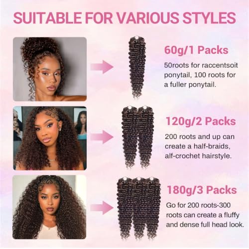 Deep Wave Crochet Human Hair 18 Inch Pre‑Looped 60g - Brown Miracle Knots 4# Variation