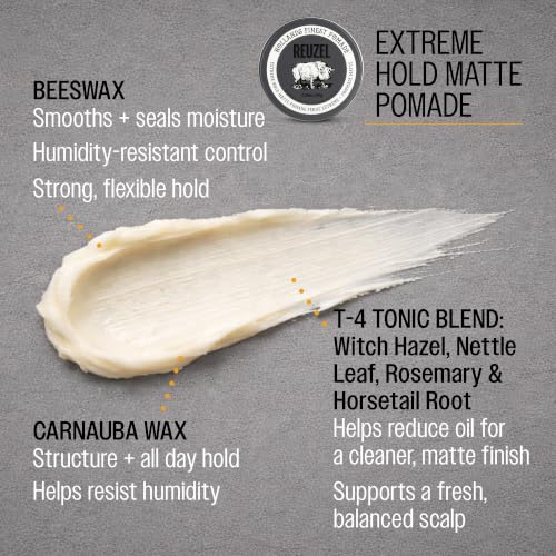 REUZEL Extreme Hold Matte Pomade 3.38 oz (95 g) - Regular Tin