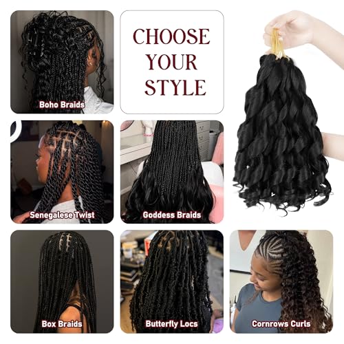 French Curl Braiding Hair 12 Inch Human Hair Blend - 8 Packs - 1B, Easy DIY Style