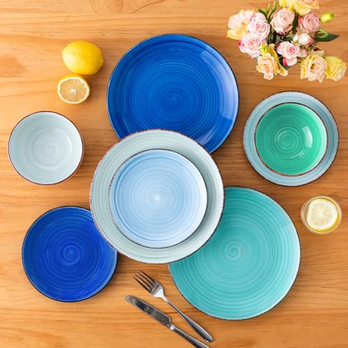 Vancasso Bonita Blue Dinnerware Set for 6 - 18 Pieces Plates & Bowls