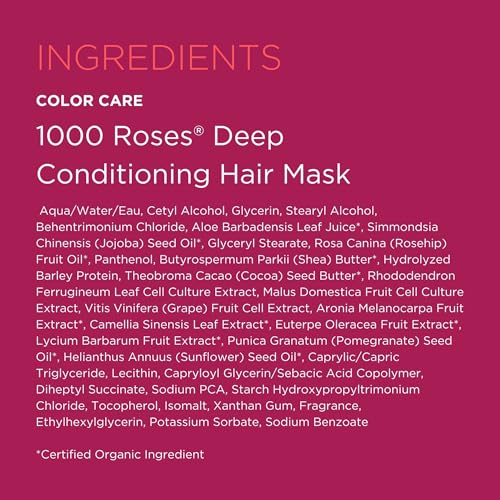 Andalou Naturals 1000 Roses Deep Conditioning Hair Mask for Damaged & Color-Treated Hair, 6 Count