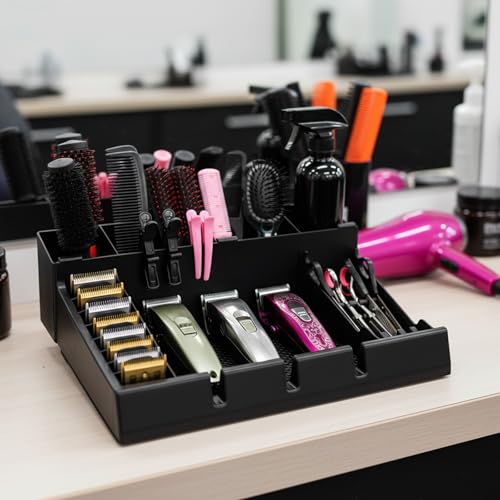 Hair Salon Organizer with Anti-Slip Mat & Detachable Tray for Hair Tools