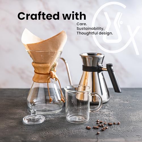 Chemex 6-Cup Classic Series Coffee Maker Bundle with 100 Square Filters