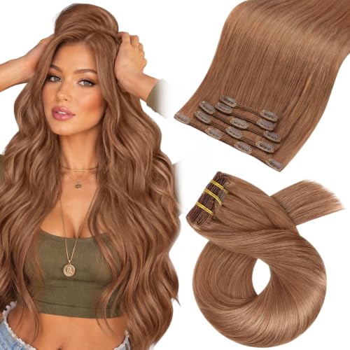 Moresoo Copper Clip-in Hair Extensions 10 Inch Short Straight Auburn Rose Copper #330