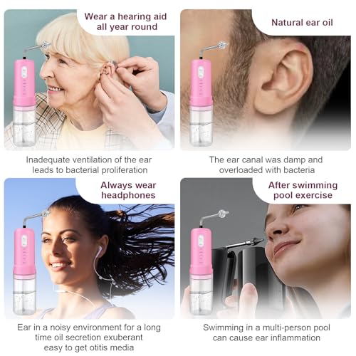 Pink Electric Ear Wax Removal Kit with 4 Pressure Modes & Reusable Tips