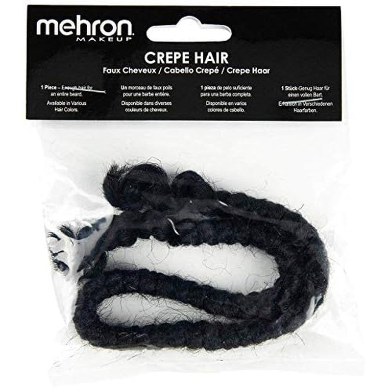 Mehron Makeup Crepe Hair | Fake Hair for Special Effects Makeup, Theatre, Stage & Screen, Cosplay, Halloween FX| 12 Inch Extra Long Braid (Black)