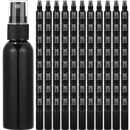 Tanlade 100 Pack Black Refillable 2oz Spray Bottles for Travel & Cosmetics