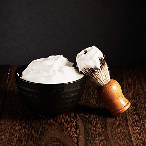 Vintage Design Handmade Pottery Shaving Bowl Thicken Ceramic Soap Dish Black 4.5" (Black)