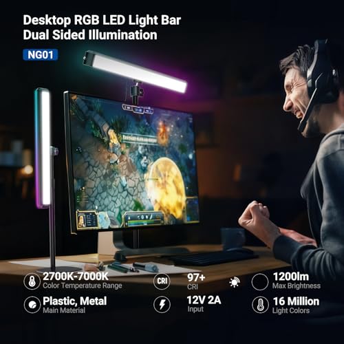 NEEWER Dual Sided RGB LED Desk Light with Smart Control and Voice Activation