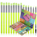 Docolor 15Pcs Eye Makeup Brushes Set + 48 Colors BOOM Eeyshadow Palette Pigmented Matte Shimmer Metallic Blendable Soft Cream Powder Makeup Eye Shadow Palettes