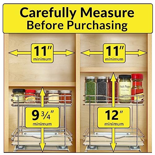 Chrome 2-Tier Pull-Out Spice Rack for Cabinets - 10-1/4 Inch Wide