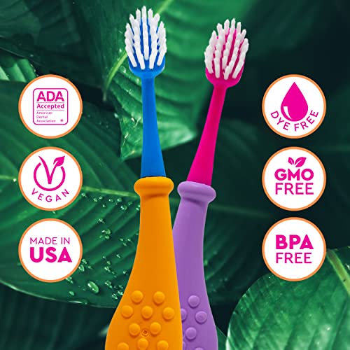 Children's Soft Toothbrushes with Replaceable Heads - 6 Colors, BPA Free, ADA Approved, 2 Pack