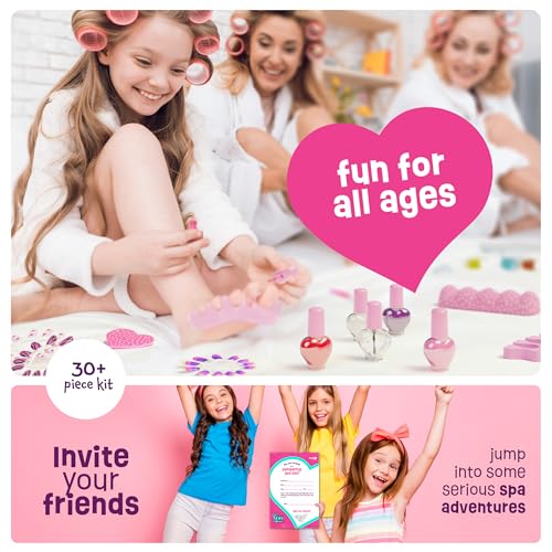 Pretty Me Spa Day Kit for Girls - Kids Manicure Pedicure Gift Set for Ages 5 to 10 - Girl Gifts - Kid Foot and Nail Kits - 6 Years Old Birthday Ideas - Children Toys Age 6-8 5-7