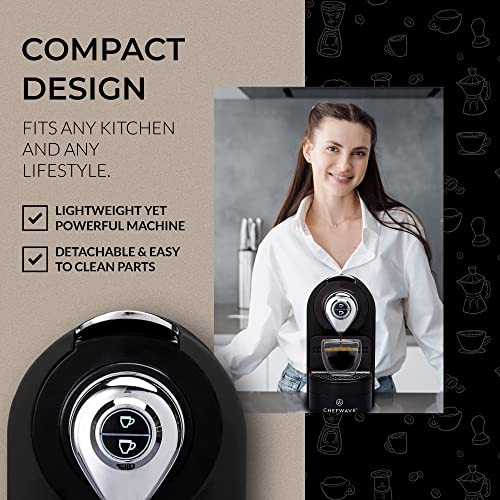 ChefWave Black Capsule Espresso Machine with 20 Bar Pump & Programmable Brew
