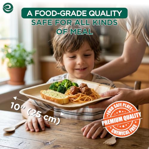 Disposable Bamboo Plates 10 Inch Square - Eco-Friendly Bulk Pack for Parties & Events