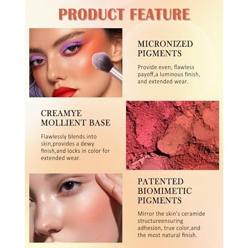 Matte Face Blush Palette with Brush-6 Color High Pigment Mineral Blendable Blusher Contour Powder for Cheeks,Longlasting Facial Beauty Cosmetic,Valentine's Women's Day Makeup Gift for Women-Set 02