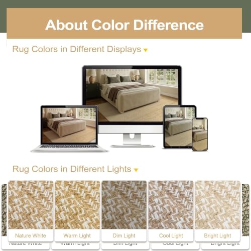 Lightweight Washable Cotton-Blend Flatweave Rug 6x9 in Tan/Cream - Living Room Decor