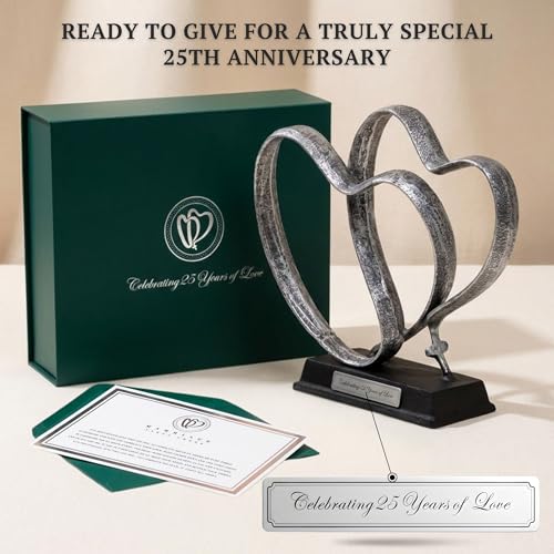 25th Anniversary Wedding Gift Set - Iron Hearts & Cross with Engraving (Standard Gift)